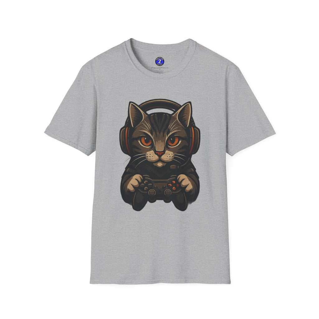 Gaming Cat Holding Controller T-Shirt | Cat Gamer Graphic Tee