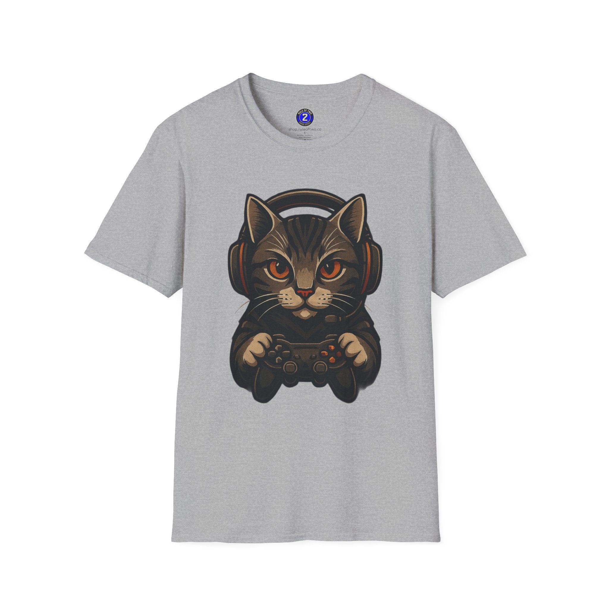 Gaming Cat Holding Controller T-Shirt | Cat Gamer Graphic Tee