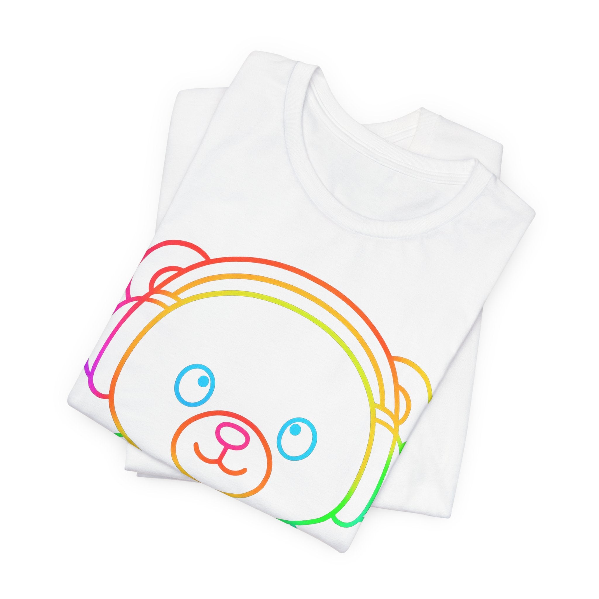 Gaming Bear Graphic Tee — Rainbow Cute Gamer Teddy Shirt