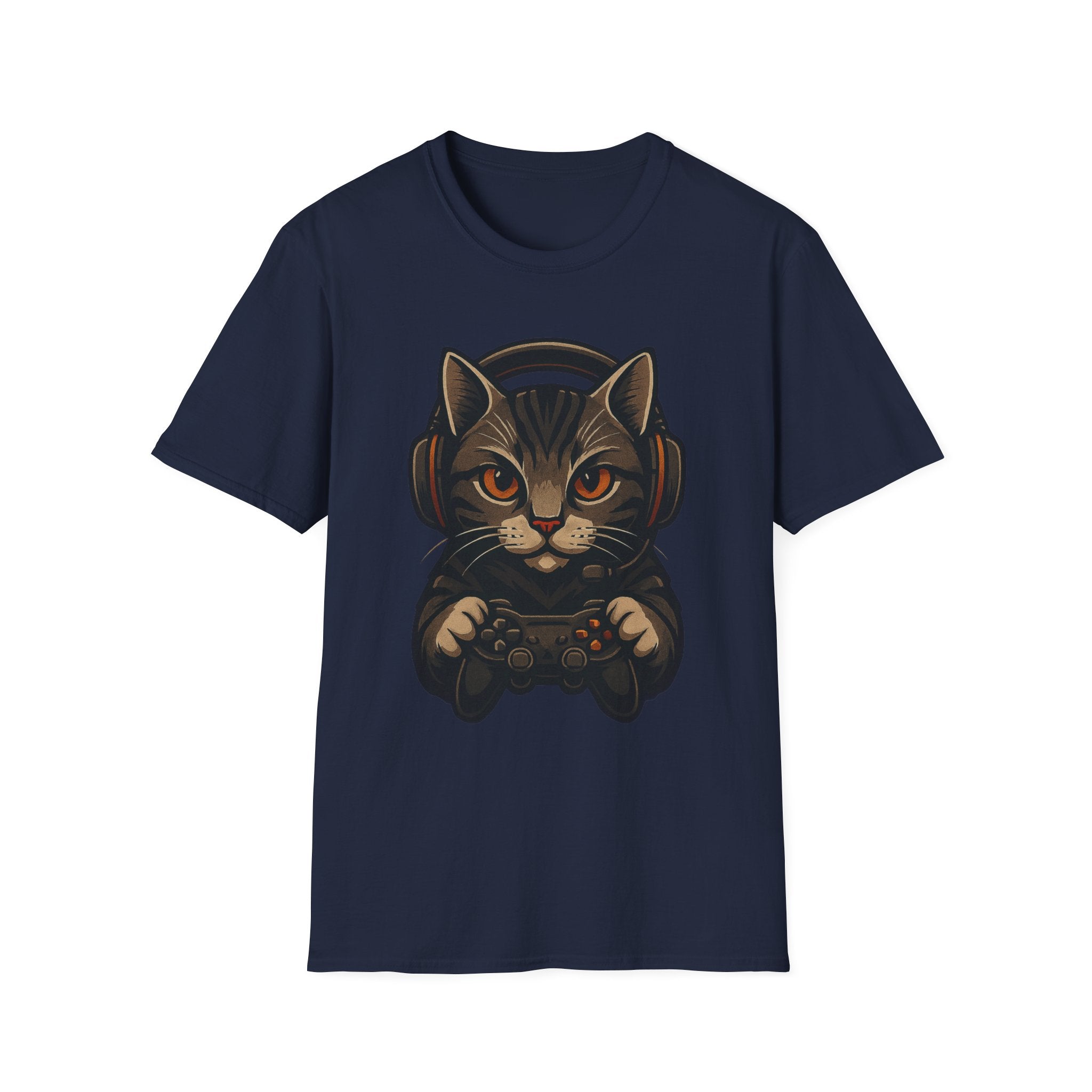 Gaming Cat Holding Controller T-Shirt | Cat Gamer Graphic Tee