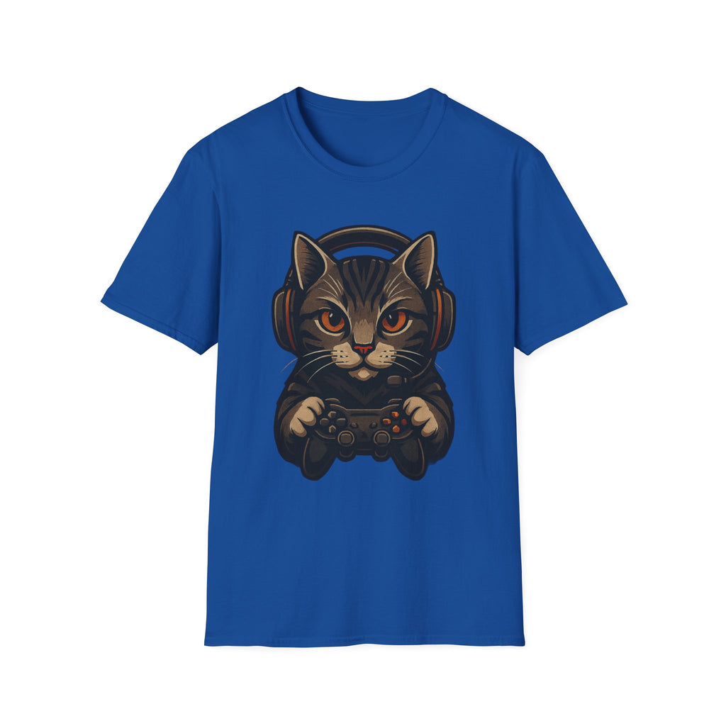 Gaming Cat Holding Controller T-Shirt | Cat Gamer Graphic Tee
