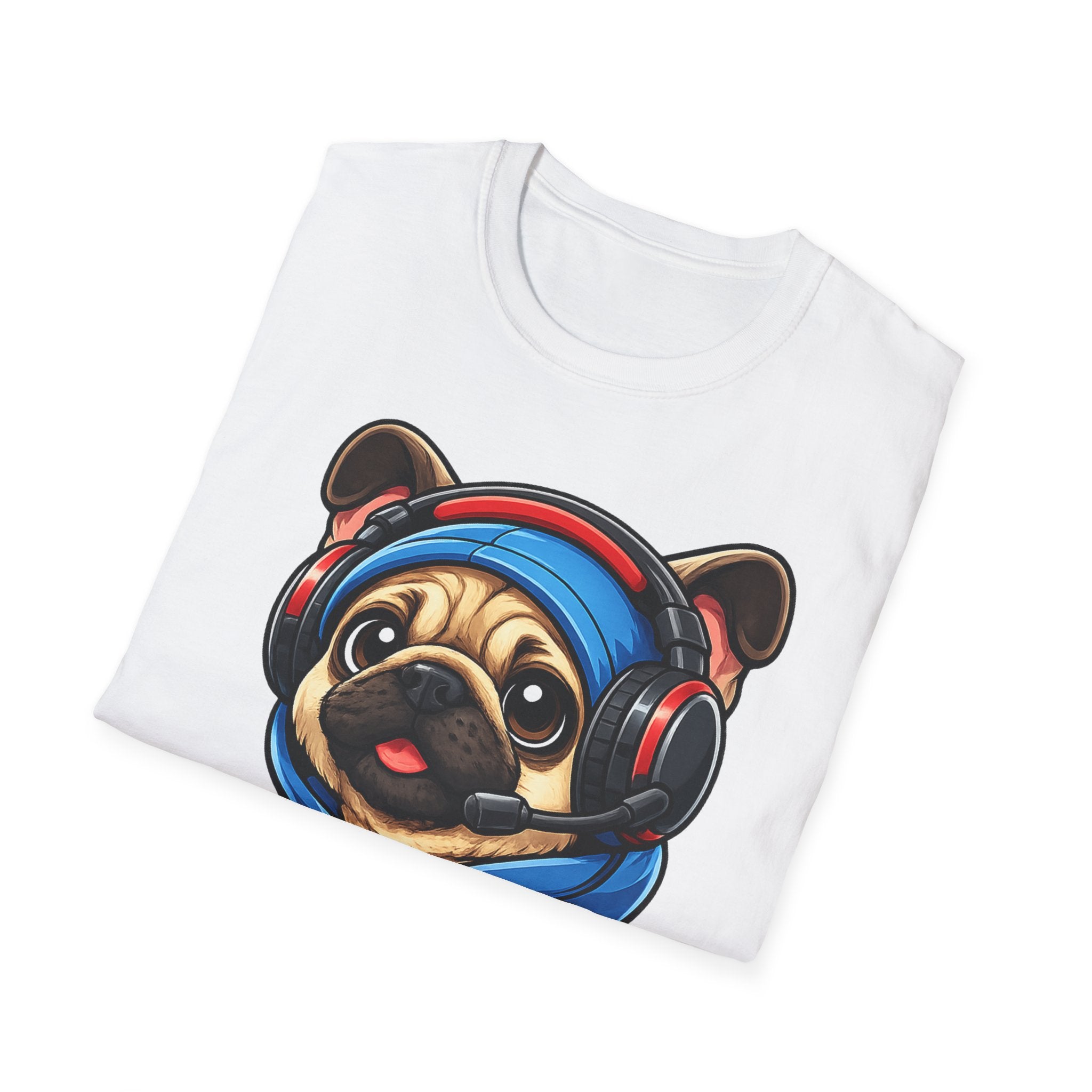 Gamer Pug T-Shirt | Cute Pug with Headset & Controller Graphic