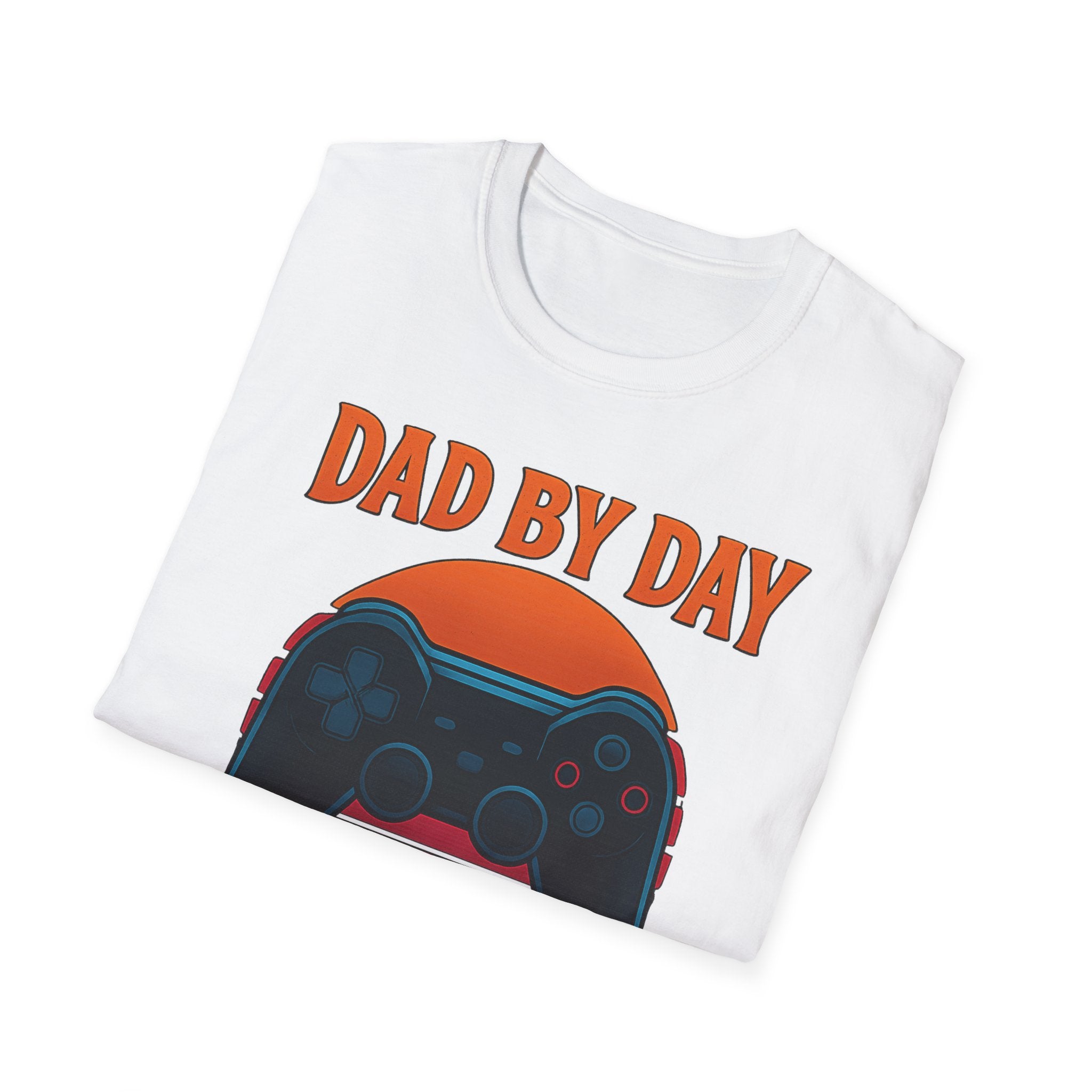 Dad By Day Gamer By Night T-Shirt | Retro Controller Gaming Tee for Fathers