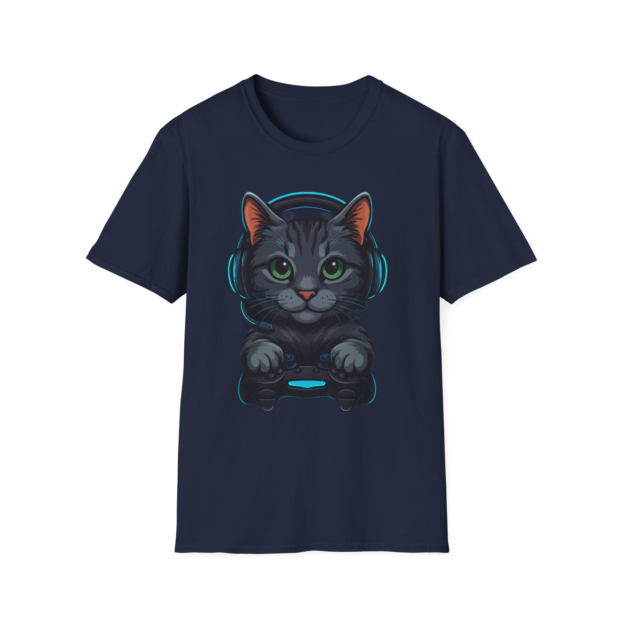 Gaming Cat Graphic T-Shirt | Cute Gamer Kitten Illustration