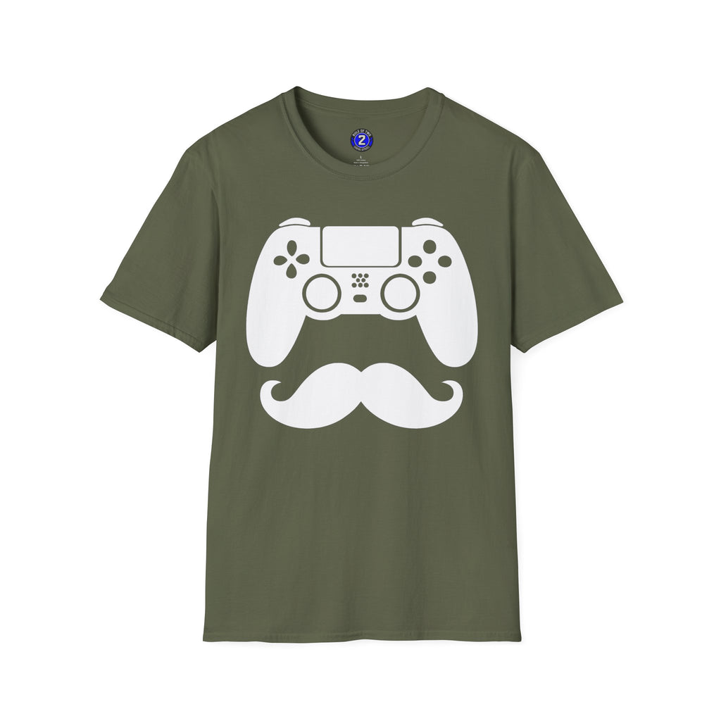Gamer Dad  T-Shirt | Controller & Mustache Graphic Tee for Dad, Gamer Gifts