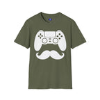 Gamer Dad  T-Shirt | Controller & Mustache Graphic Tee for Dad, Gamer Gifts