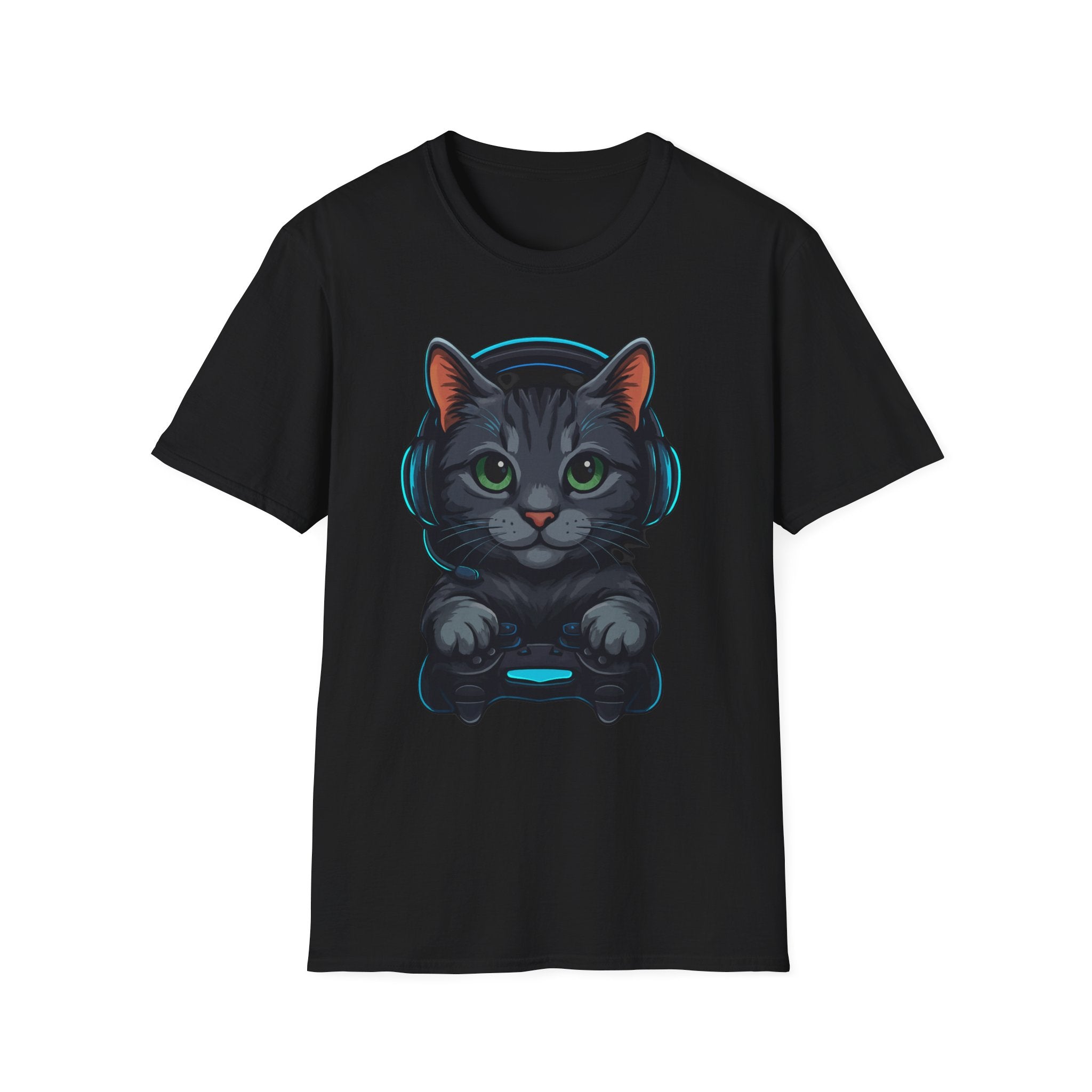 Gaming Cat Graphic T-Shirt | Cute Gamer Kitten Illustration