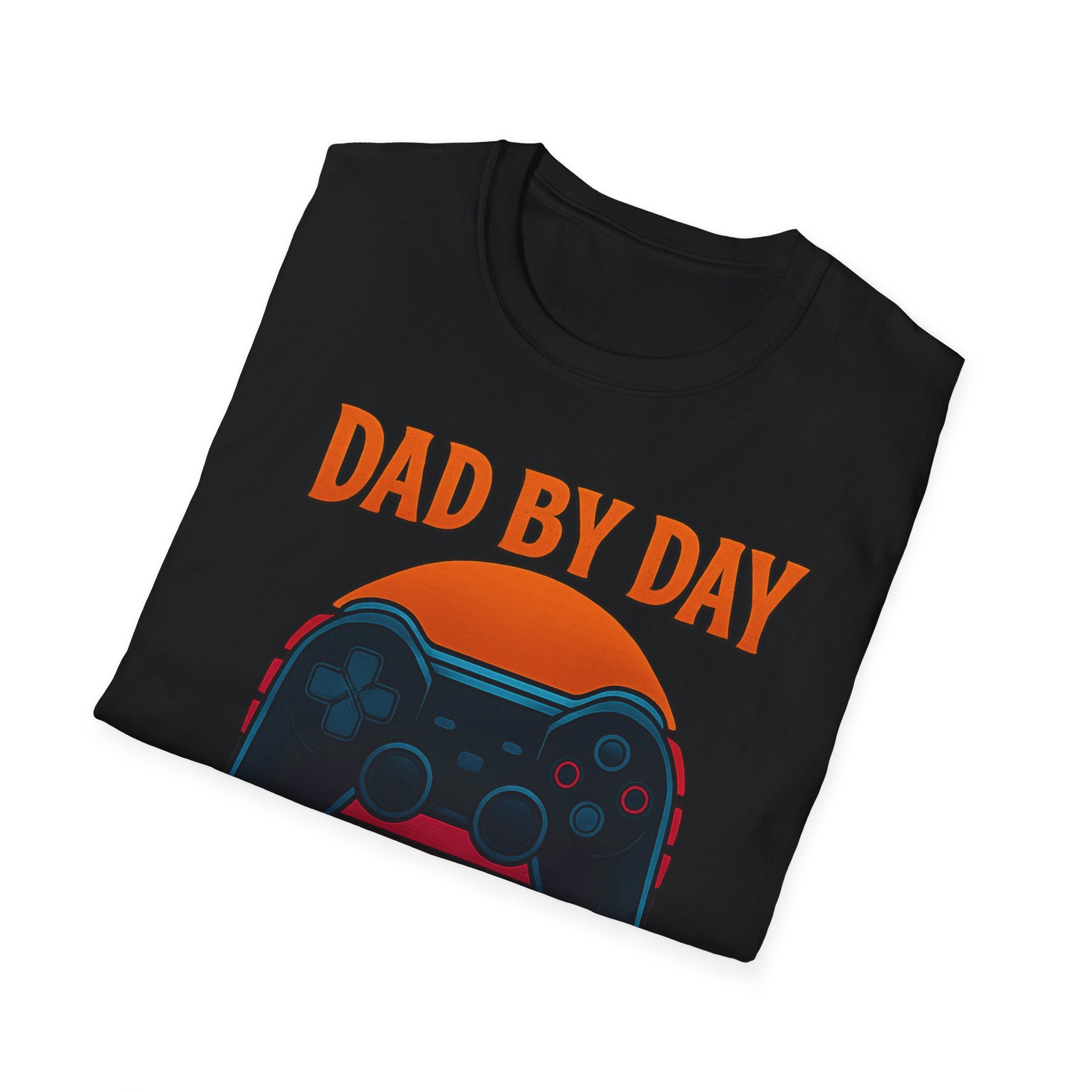 Dad By Day Gamer By Night T-Shirt | Retro Controller Gaming Tee for Fathers