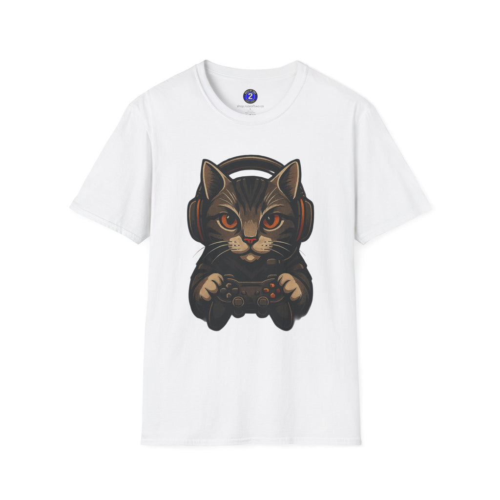 Gaming Cat Holding Controller T-Shirt | Cat Gamer Graphic Tee