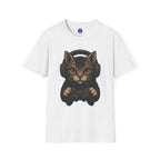 Gaming Cat Holding Controller T-Shirt | Cat Gamer Graphic Tee