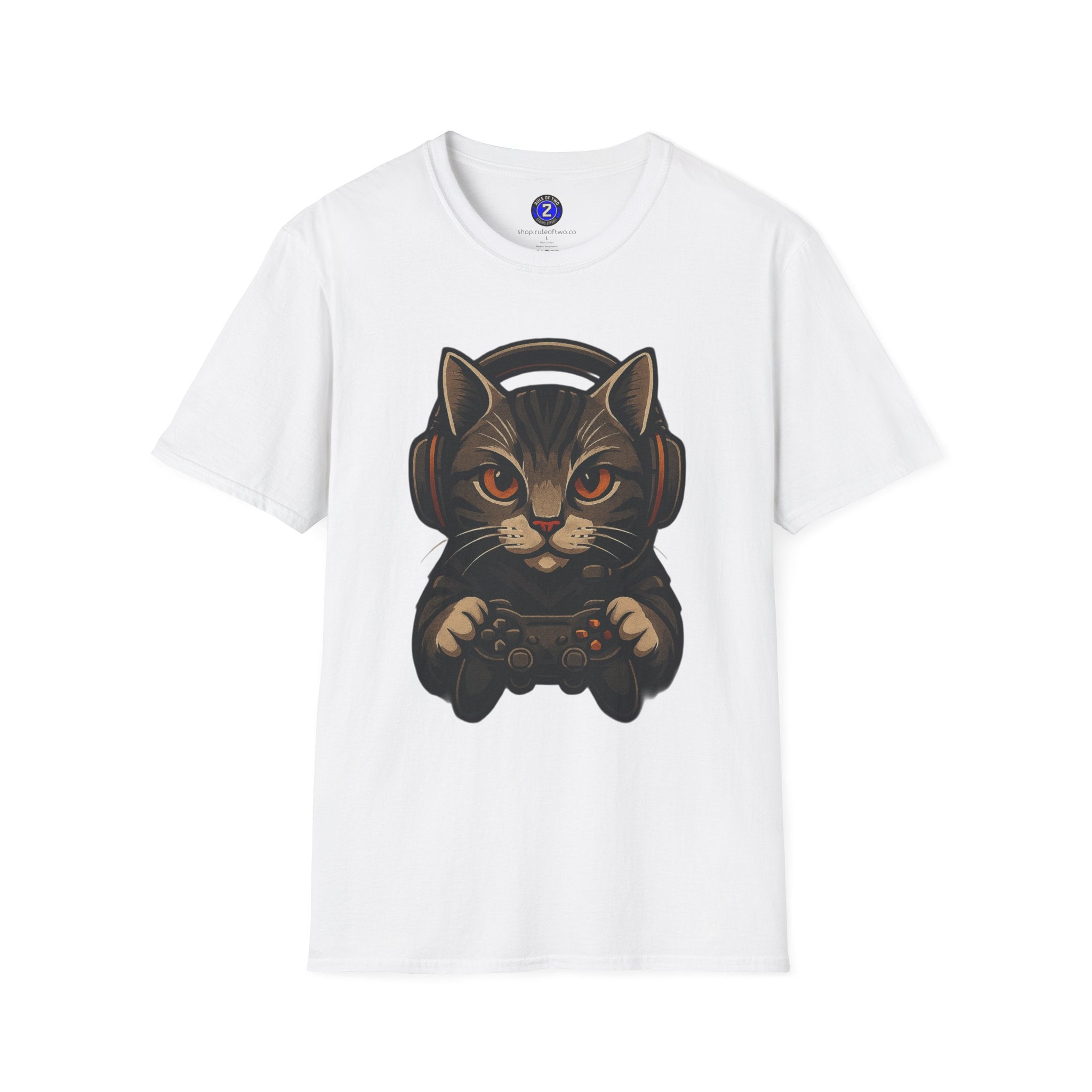 Gaming Cat Holding Controller T-Shirt | Cat Gamer Graphic Tee
