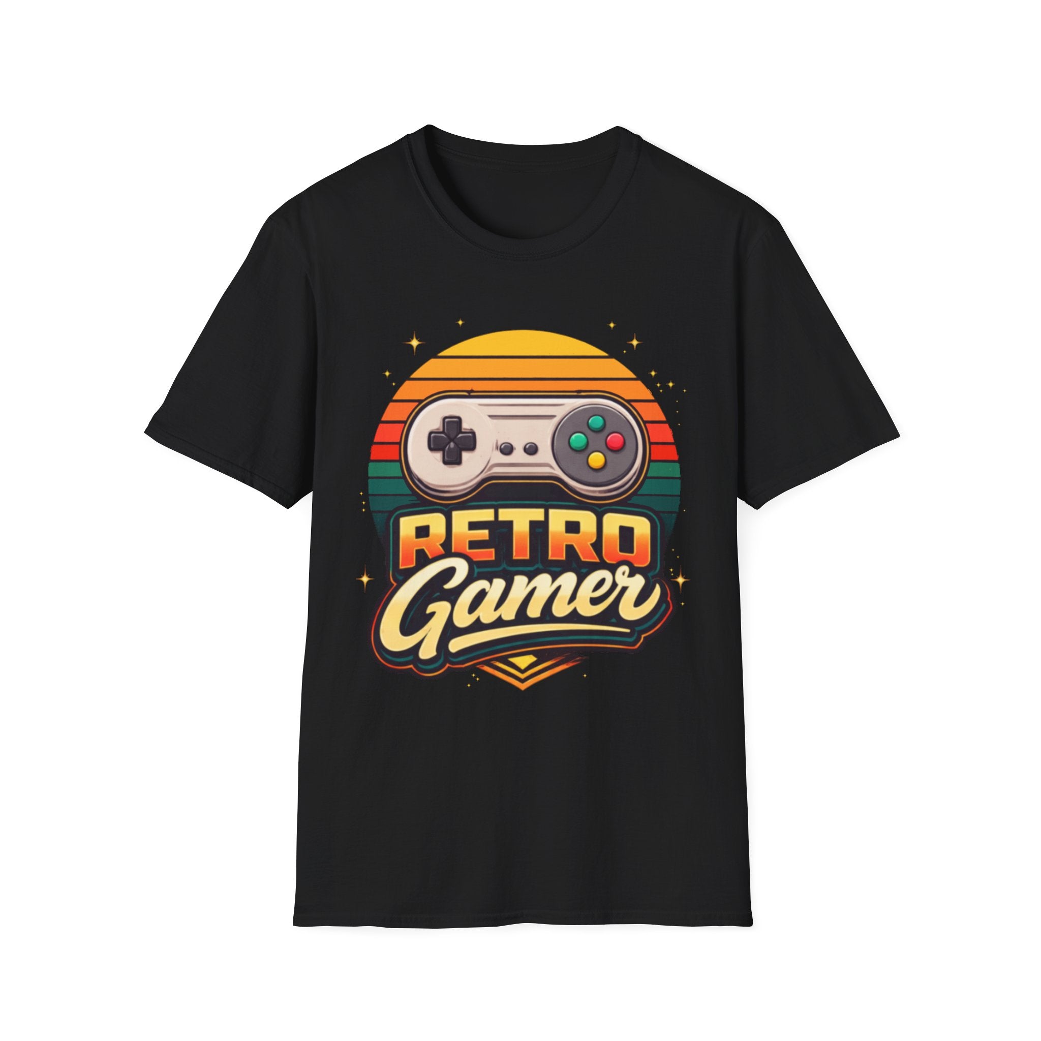 Retro Gamer | Retro Controller Graphic T-Shirt | Vintage Gamer Tee, Sun-Faded Palette