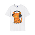 Orange Kitty with Headphones T-Shirt | Cute Cat Music Gamer Tee
