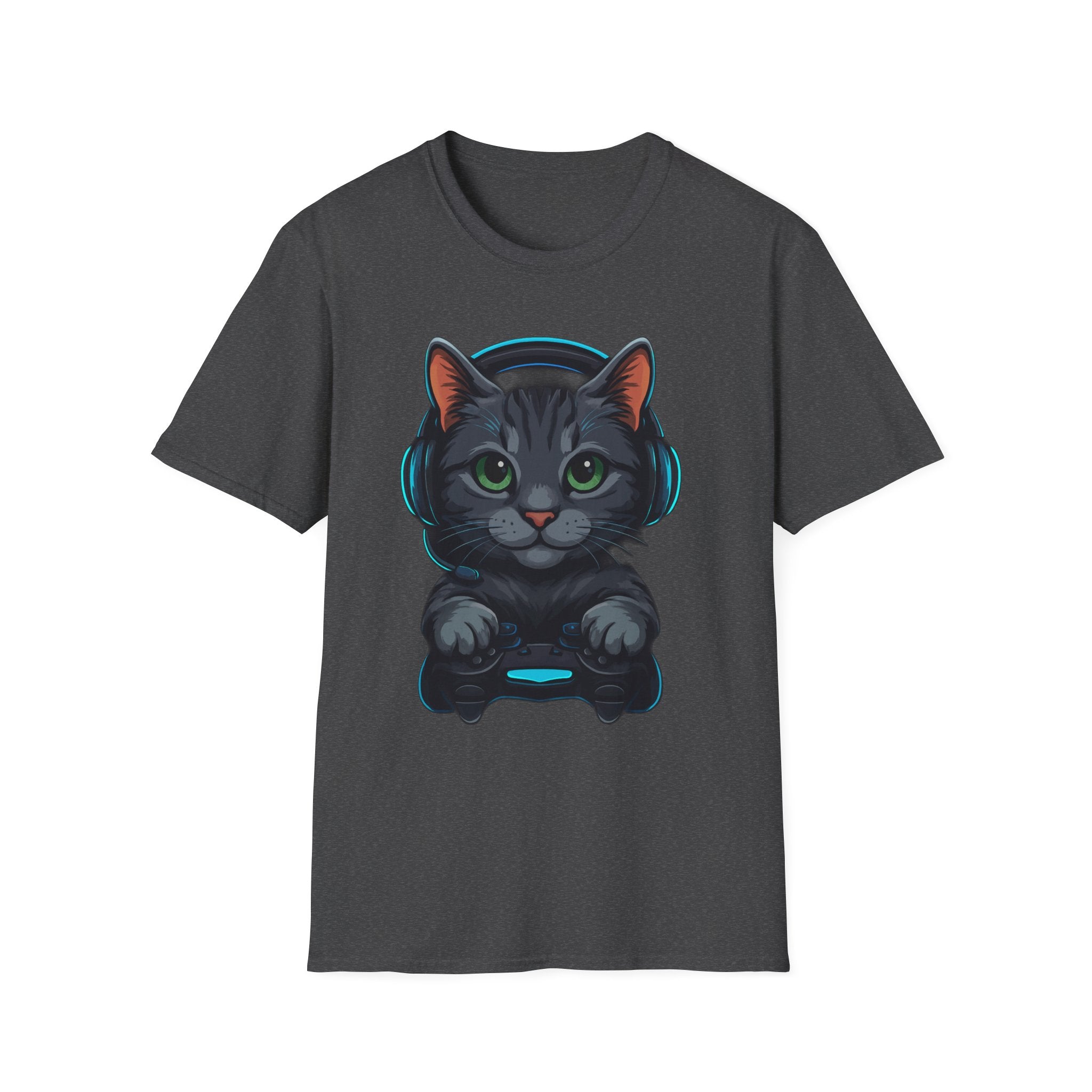 Gaming Cat Graphic T-Shirt | Cute Gamer Kitten Illustration