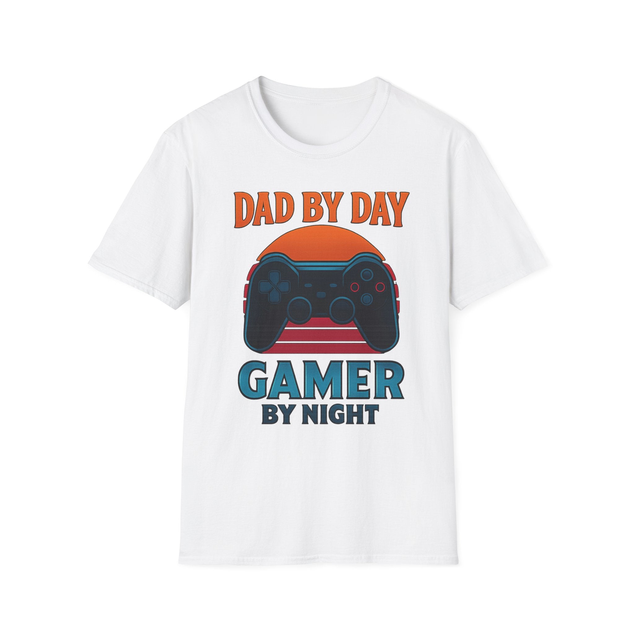 Dad By Day Gamer By Night T-Shirt | Retro Controller Gaming Tee for Fathers