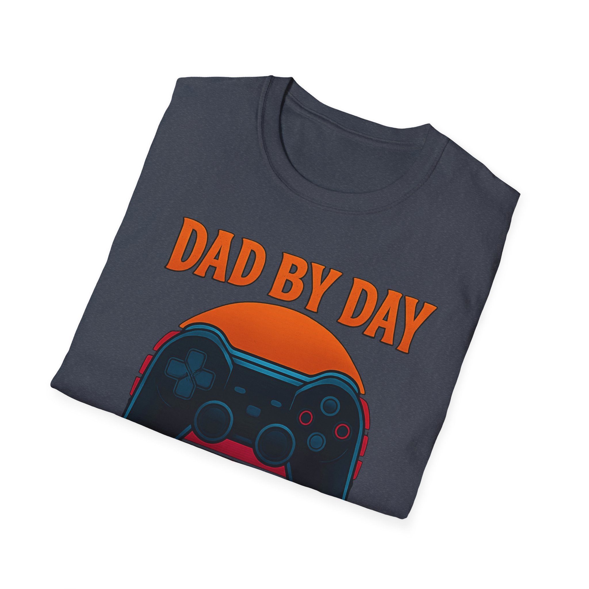 Dad By Day Gamer By Night T-Shirt | Retro Controller Gaming Tee for Fathers