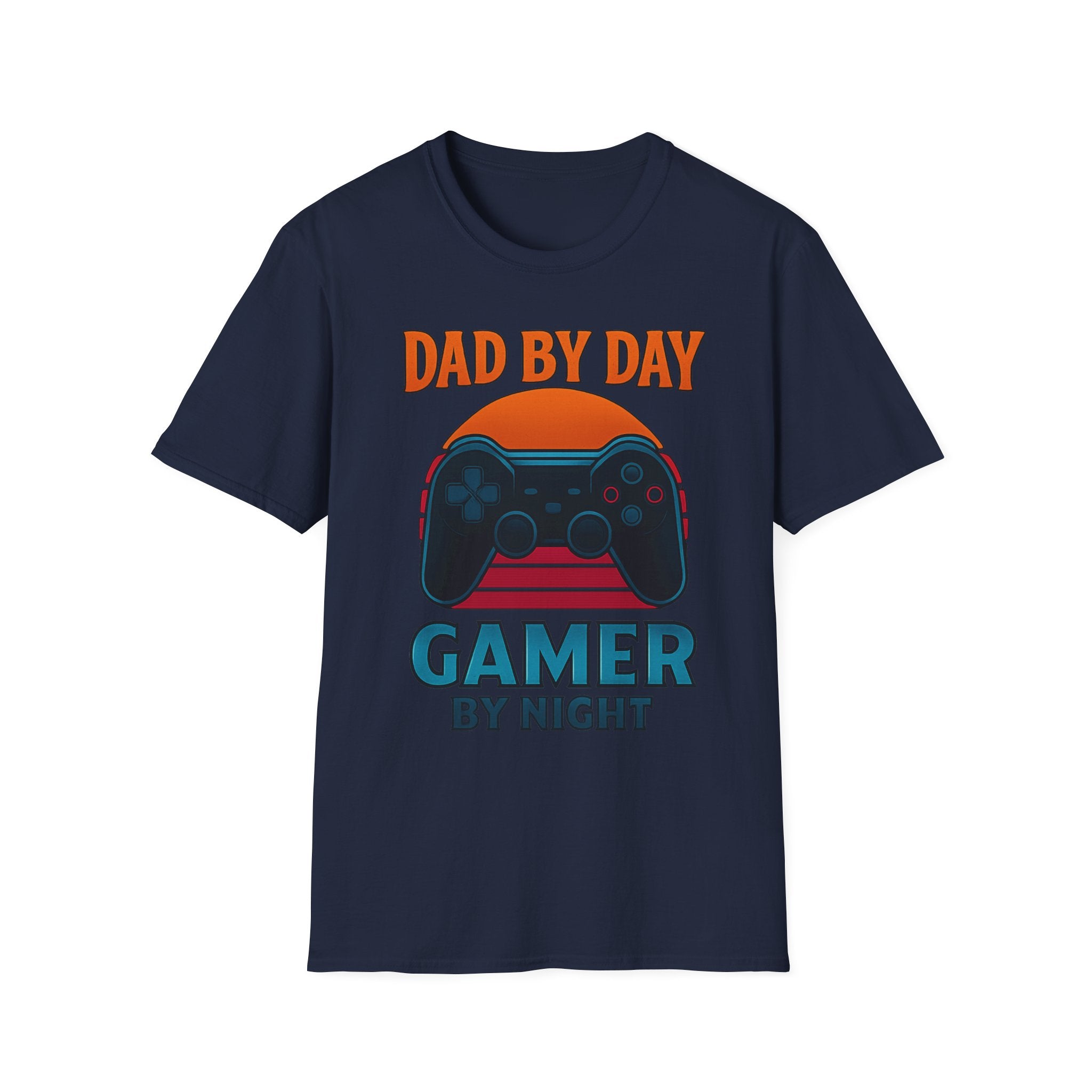 Dad By Day Gamer By Night T-Shirt | Retro Controller Gaming Tee for Fathers