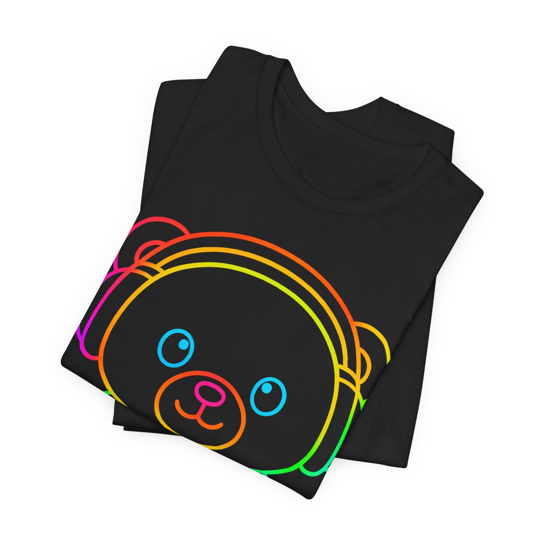 Gaming Bear Graphic Tee — Rainbow Cute Gamer Teddy Shirt