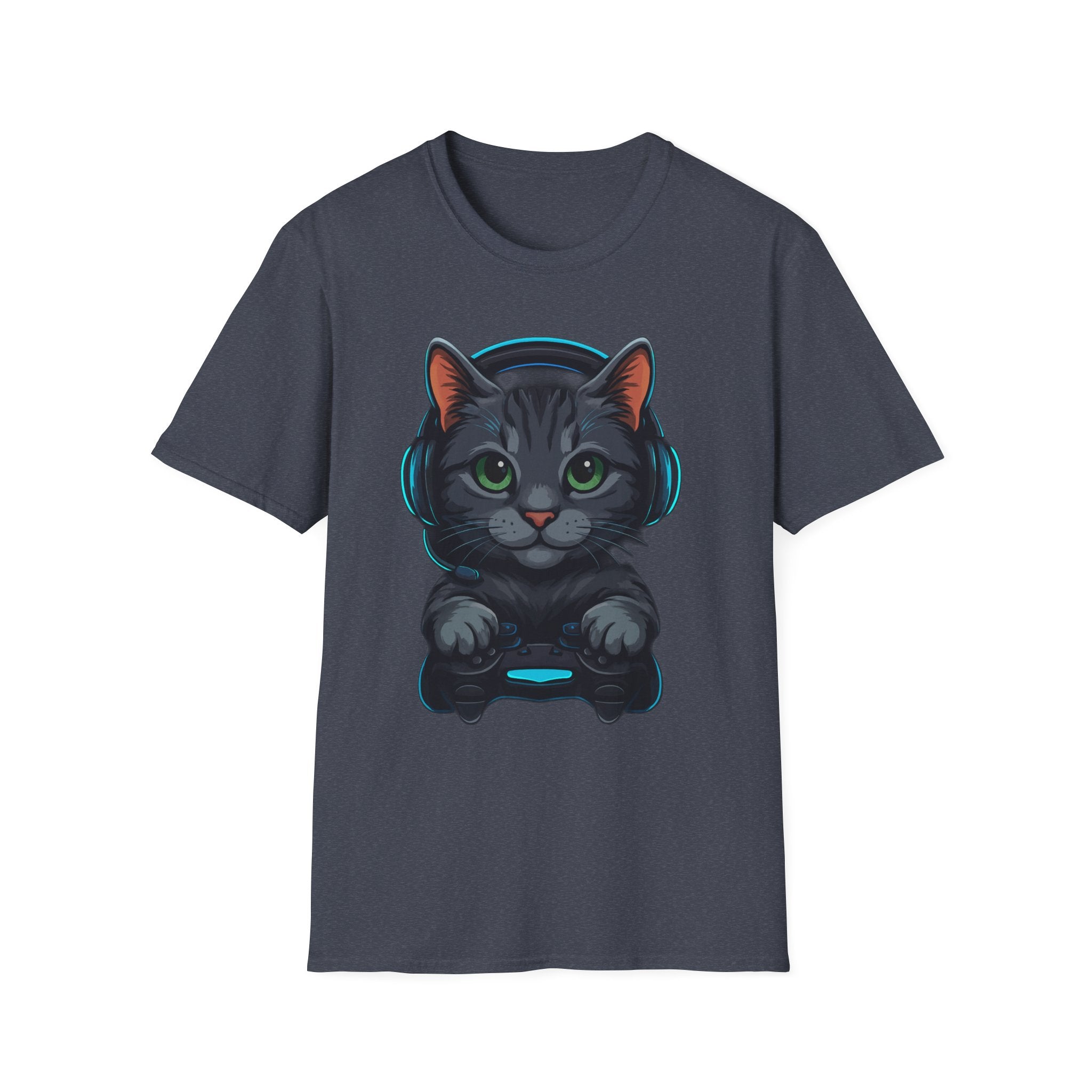 Gaming Cat Graphic T-Shirt | Cute Gamer Kitten Illustration