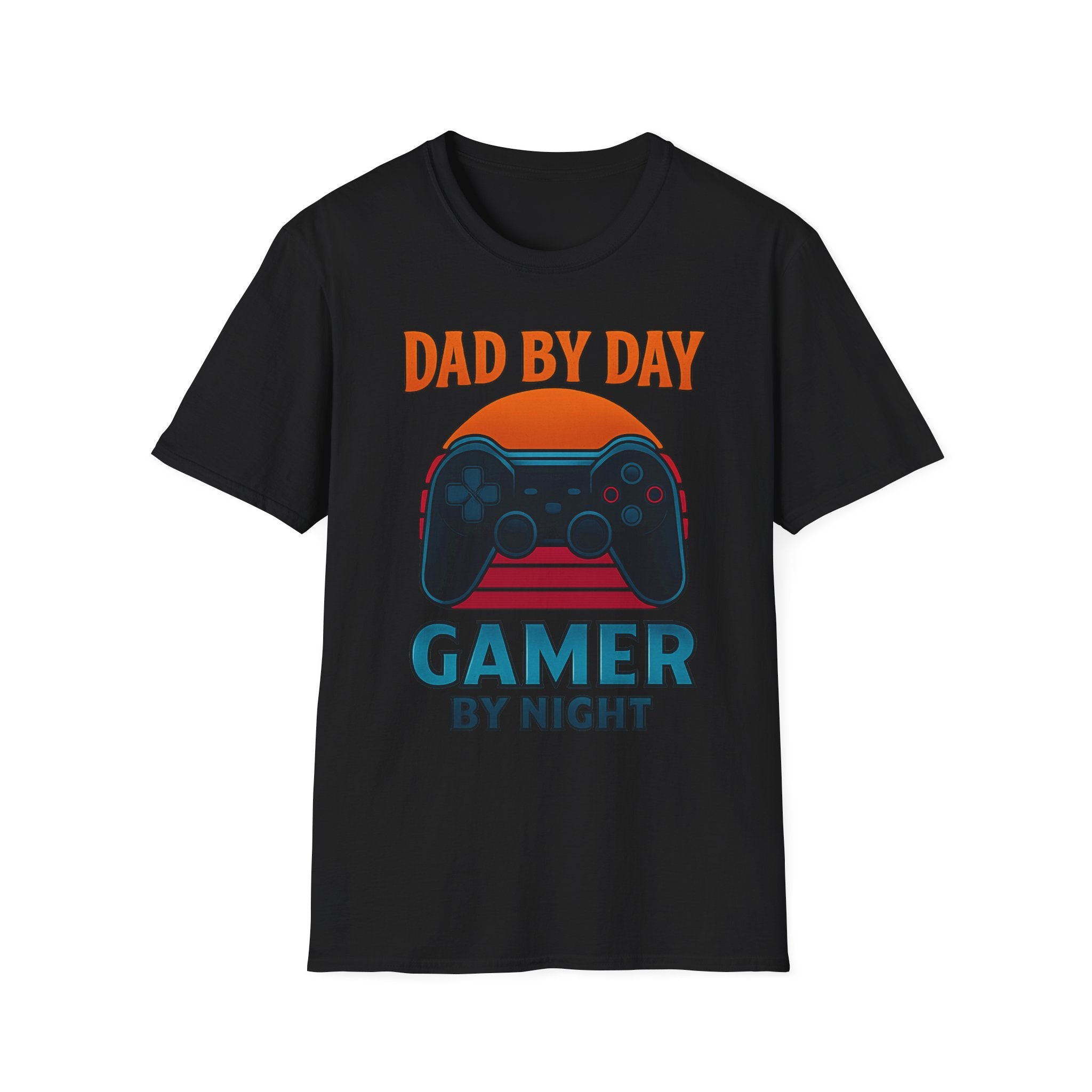 Dad By Day Gamer By Night T-Shirt | Retro Controller Gaming Tee for Fathers