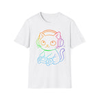 Rainbow Gamer Cat T-Shirt | Cute Kitty with Headphones & Controller