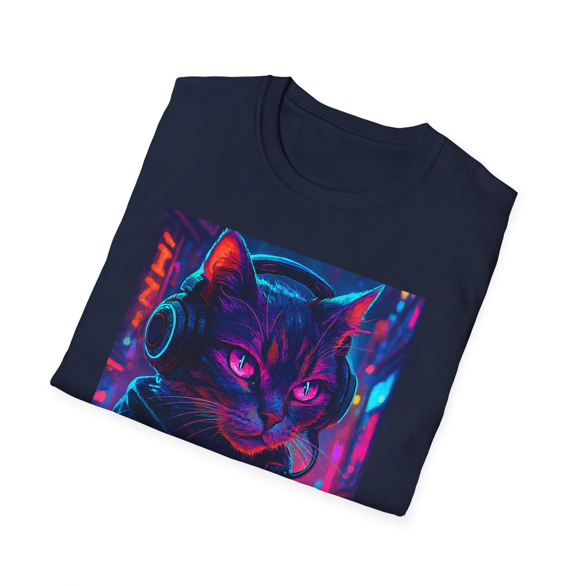 Cyberpunk Cat T-Shirt | Neon Gamer Kitty Graphic Tee