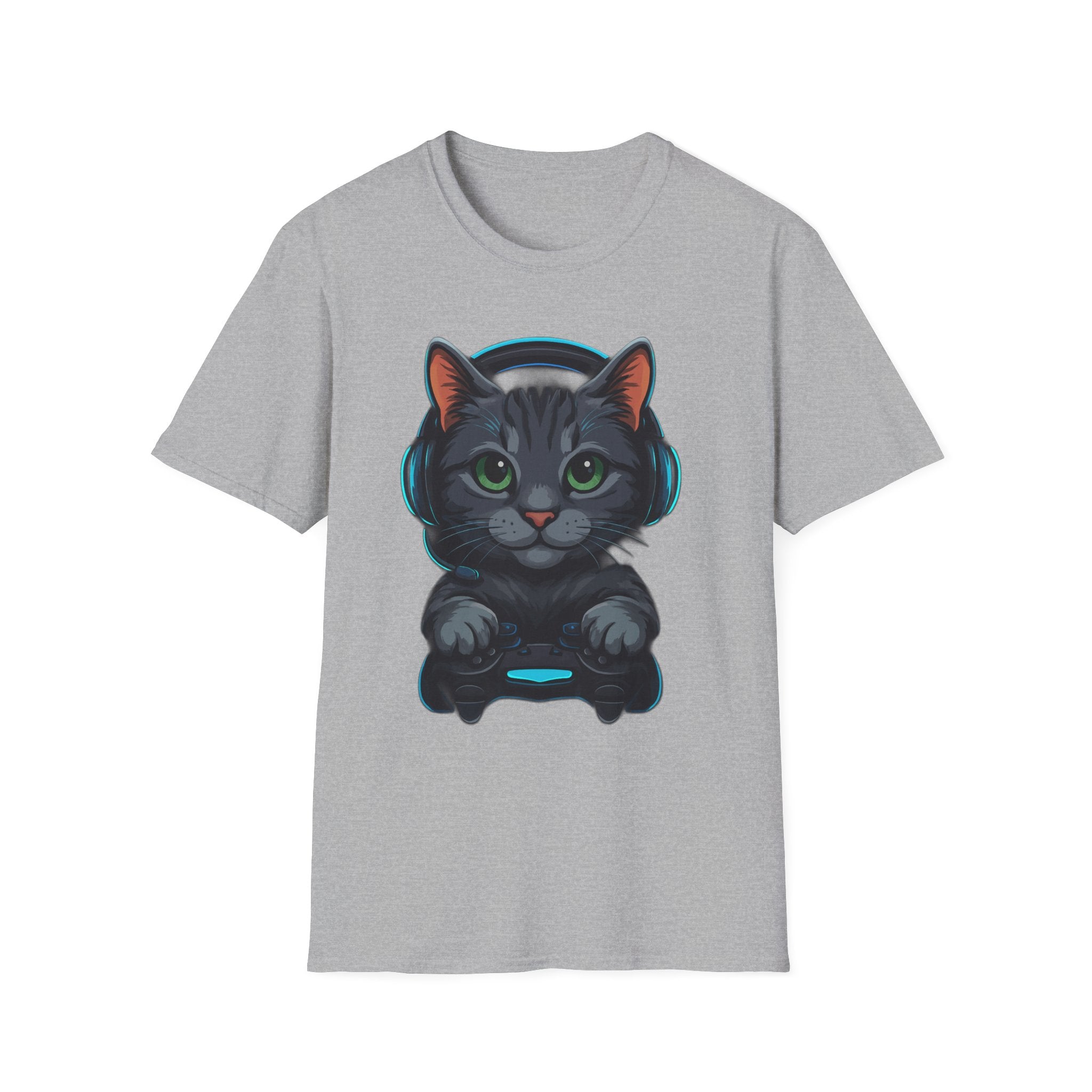 Gaming Cat Graphic T-Shirt | Cute Gamer Kitten Illustration