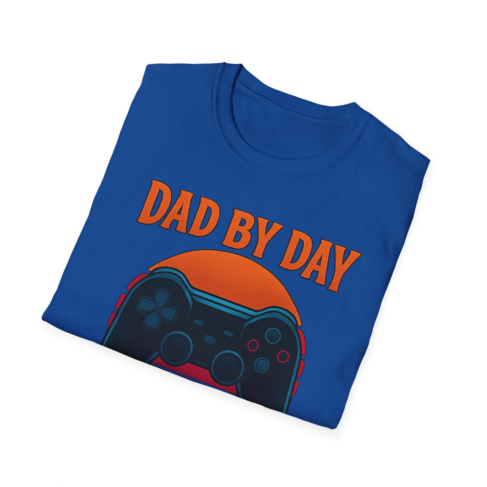Dad By Day Gamer By Night T-Shirt | Retro Controller Gaming Tee for Fathers