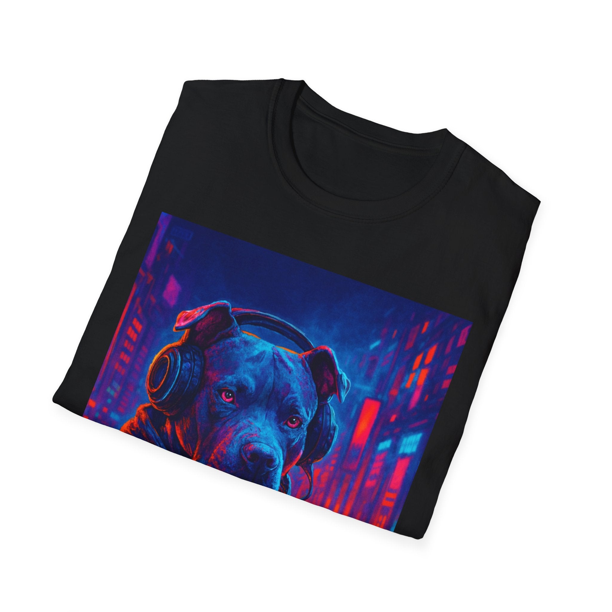 Cyberpunk Pitbull T-Shirt | Neon Gamer Dog Tee