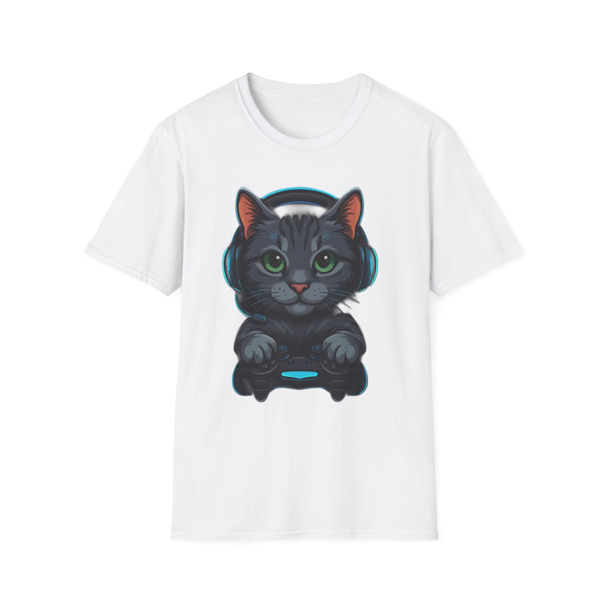 Gaming Cat Graphic T-Shirt | Cute Gamer Kitten Illustration