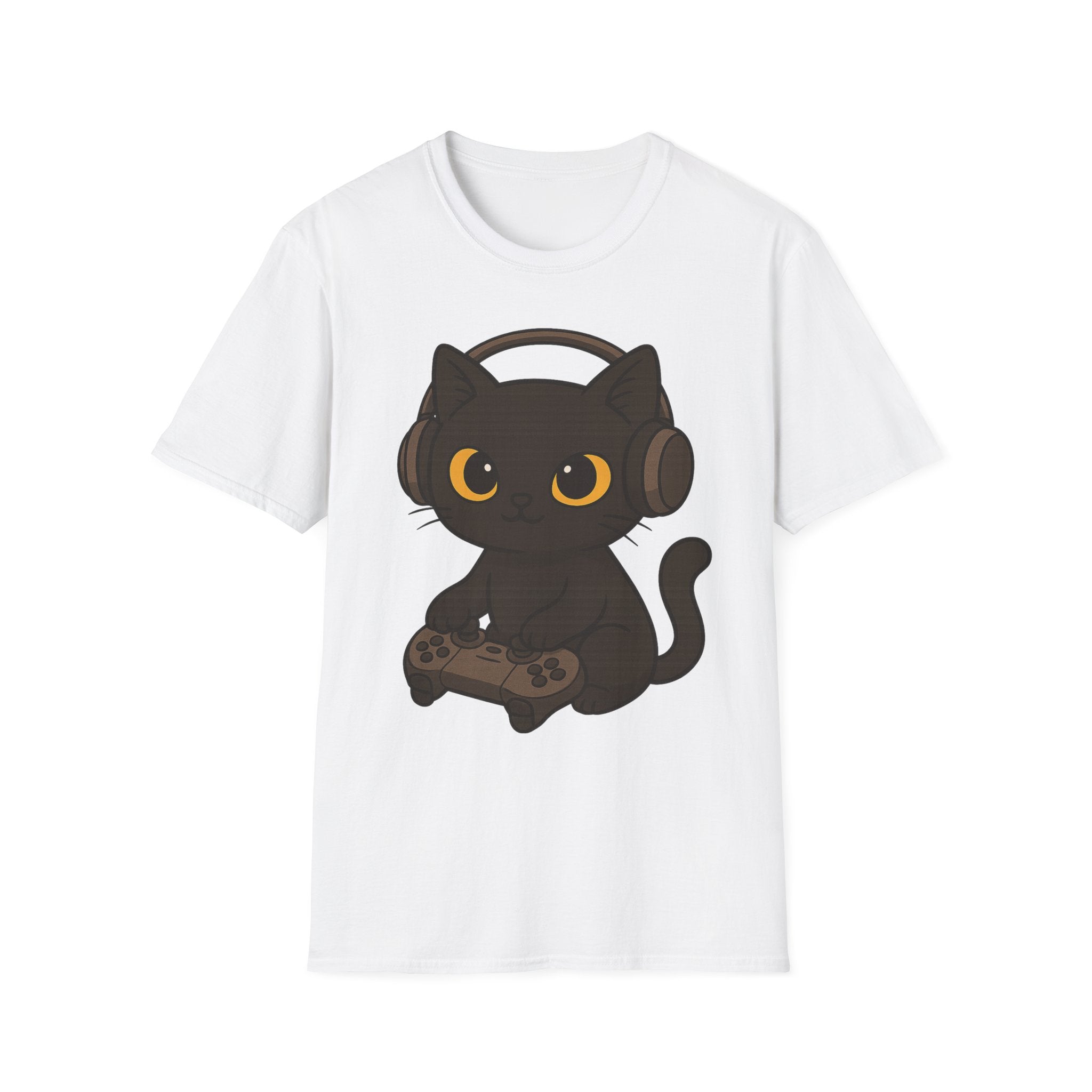 Gamer Cat T-Shirt | Cute Black Cat with Headset & Game Controller