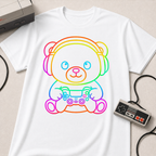 Gaming Bear Graphic Tee — Rainbow Cute Gamer Teddy Shirt