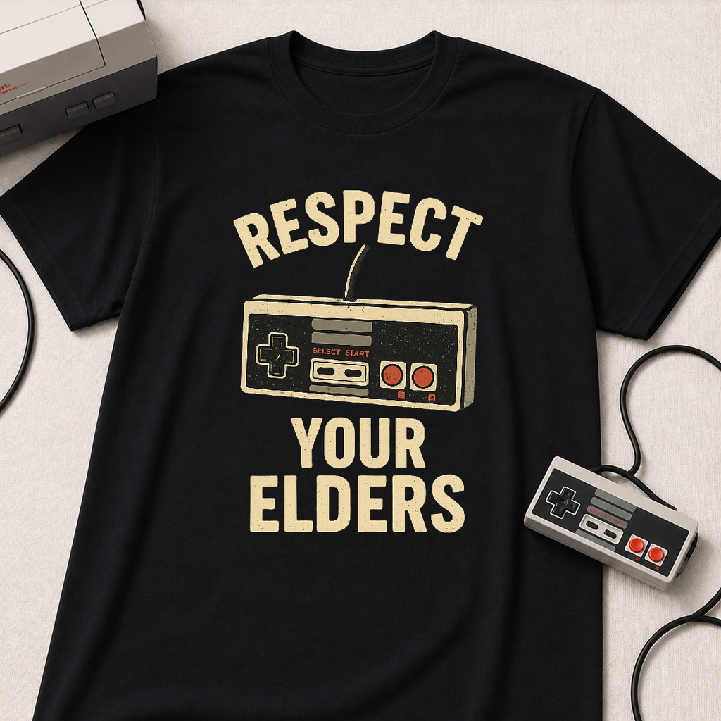 Respect Your Elders Retro Game Controller T-Shirt