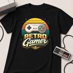 Retro Gamer | Retro Controller Graphic T-Shirt | Vintage Gamer Tee, Sun-Faded Palette