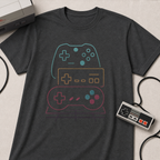 Colorful Video Game Controllers T-Shirt | Retro Gaming Graphic Tee