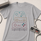 Colorful Video Game Controllers T-Shirt | Retro Gaming Graphic Tee