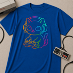 Rainbow Gamer Cat T-Shirt | Cute Kitty with Headphones & Controller