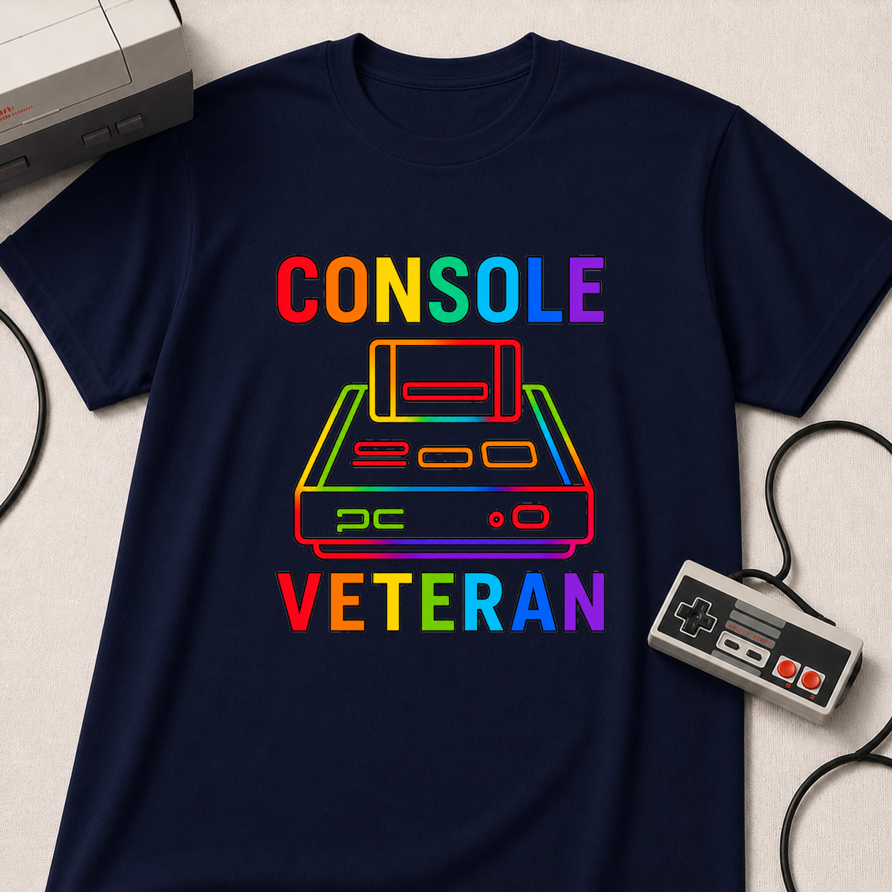 Console Veteran | Retro Neon T-Shirt | Game Console Illustration Tee