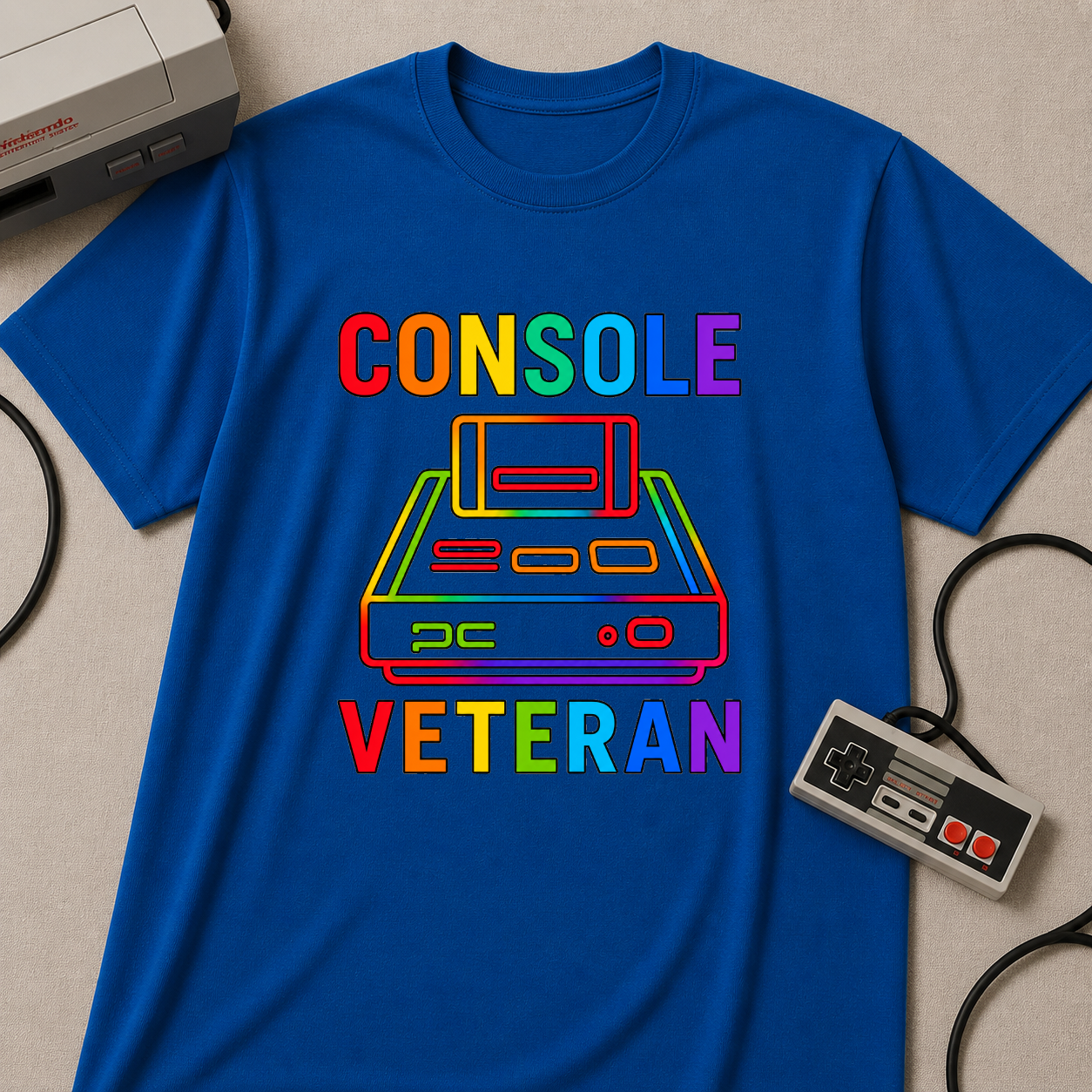 Console Veteran | Retro Neon T-Shirt | Game Console Illustration Tee