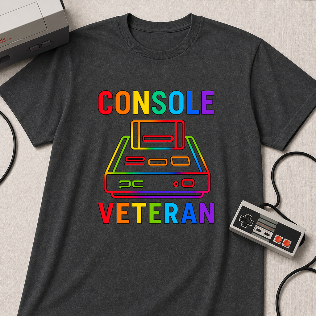 Console Veteran | Retro Neon T-Shirt | Game Console Illustration Tee