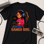 Gamer Girl T-Shirt - Cute Cartoon Female Gamer Graphic Tee