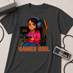 Gamer Girl T-Shirt - Cute Cartoon Female Gamer Graphic Tee