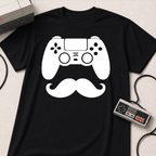 Gamer Dad  T-Shirt | Controller & Mustache Graphic Tee for Dad, Gamer Gifts