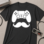 Gamer Dad  T-Shirt | Controller & Mustache Graphic Tee for Dad, Gamer Gifts