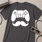 Gamer Dad  T-Shirt | Controller & Mustache Graphic Tee for Dad, Gamer Gifts