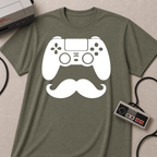 Gamer Dad  T-Shirt | Controller & Mustache Graphic Tee for Dad, Gamer Gifts