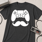 Gamer Dad  T-Shirt | Controller & Mustache Graphic Tee for Dad, Gamer Gifts