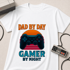Dad By Day Gamer By Night T-Shirt | Retro Controller Gaming Tee for Fathers