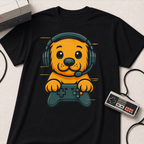 Cute Retro Gaming Puppy T-Shirt | Gamer Dog Illustration Tee