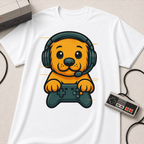 Cute Retro Gaming Puppy T-Shirt | Gamer Dog Illustration Tee